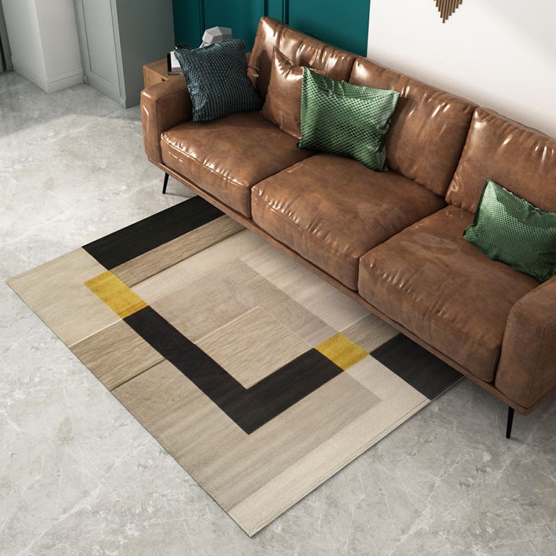 Tan Casual Indoor Carpet Polyester Geometric Area Rug Washable Carpet for Indoor Room