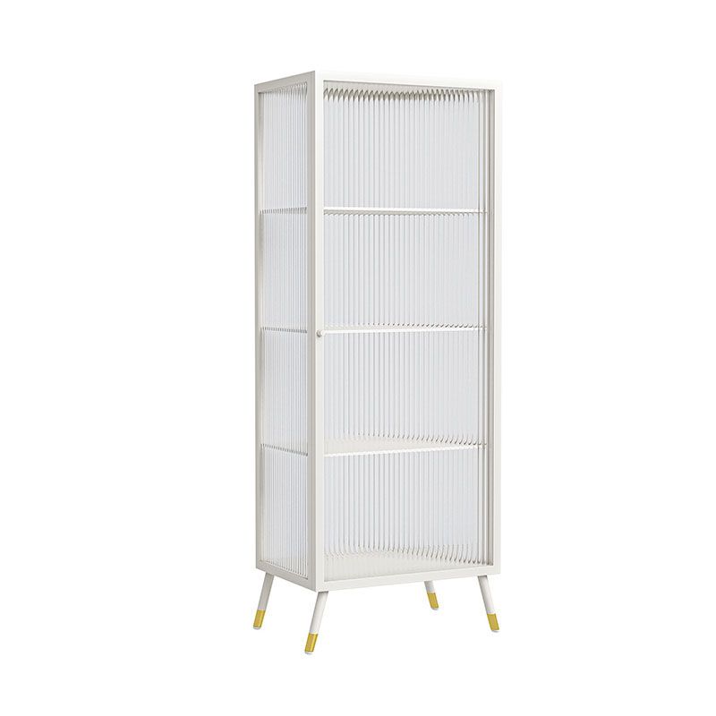 Glam Style Metal Storage Buffet Stand Glass Buffet Sideboard with Door