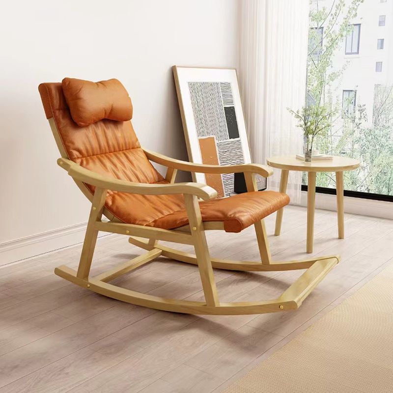 Contemporary Rocking Chair Solid Wood Rocker Chair with Padded Seat