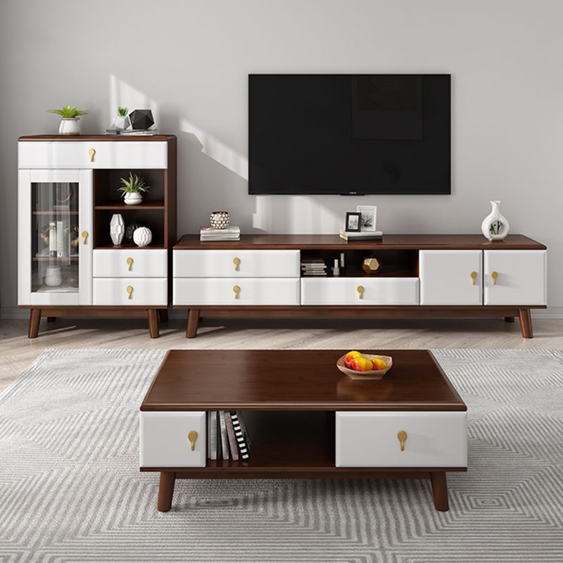 19.69"H TV Stand Contemporary Style Solid Wood TV Console with 3 Drawers