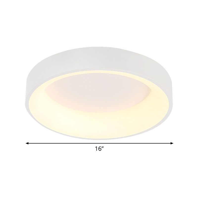 Round Flush Mount Recessed Lighting Simple Acrylic White/Grey 16/19.5 Inch W LED Ceiling Fixture with Hollow Design, Warm/White Light