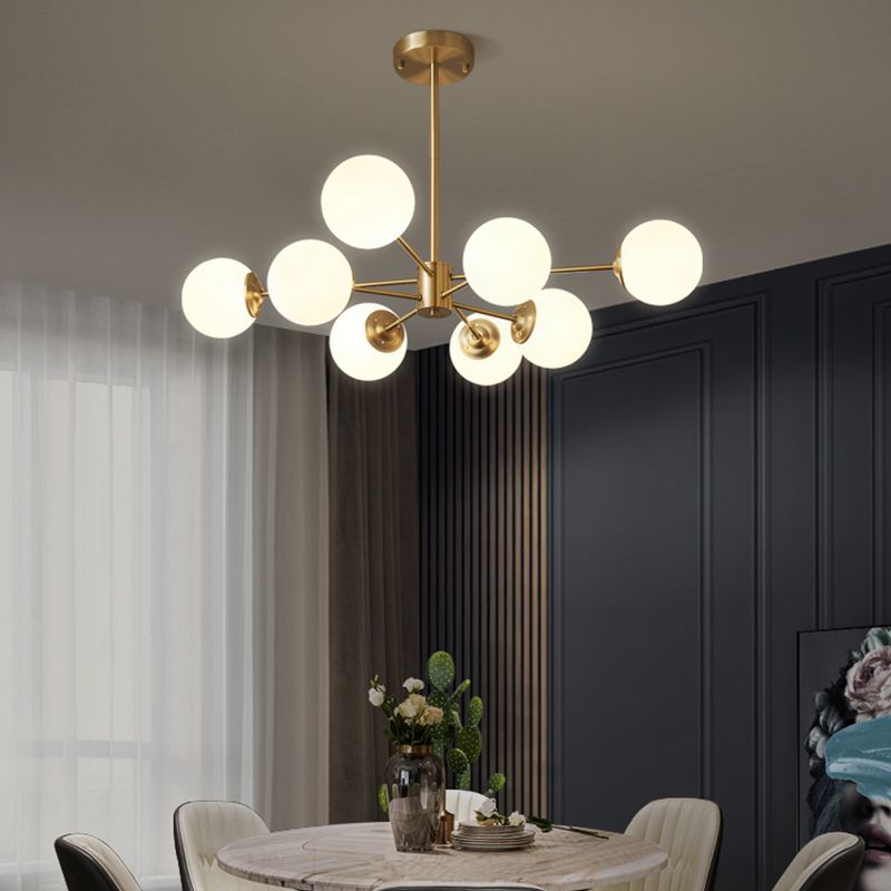 Nordic Messing Kronleuchter Globe Multi -Light Kronleuchter Anhänger mit Glas für Wohnzimmer
