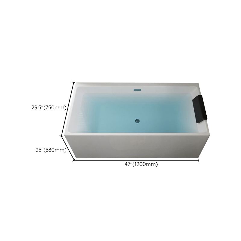 Modern Freestanding Rectangular Bath Acrylic White Soaking Bathtub