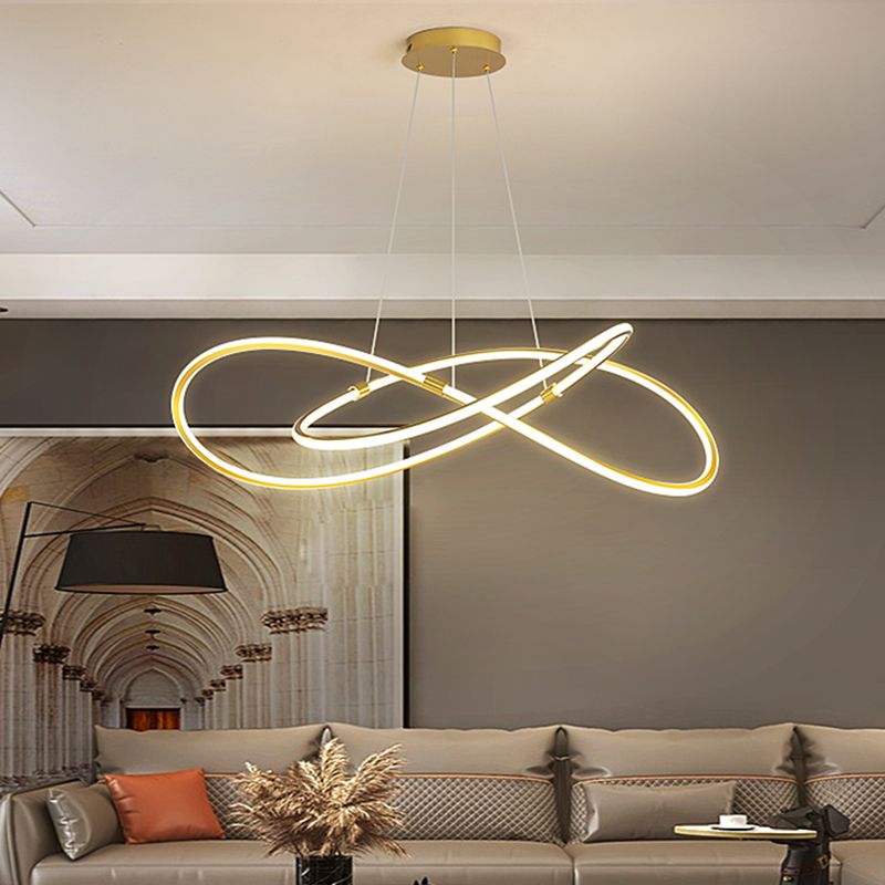 Modern Style Twist Shape Pendant Chandelier Metal 1 Light Chandelier Light in Gold