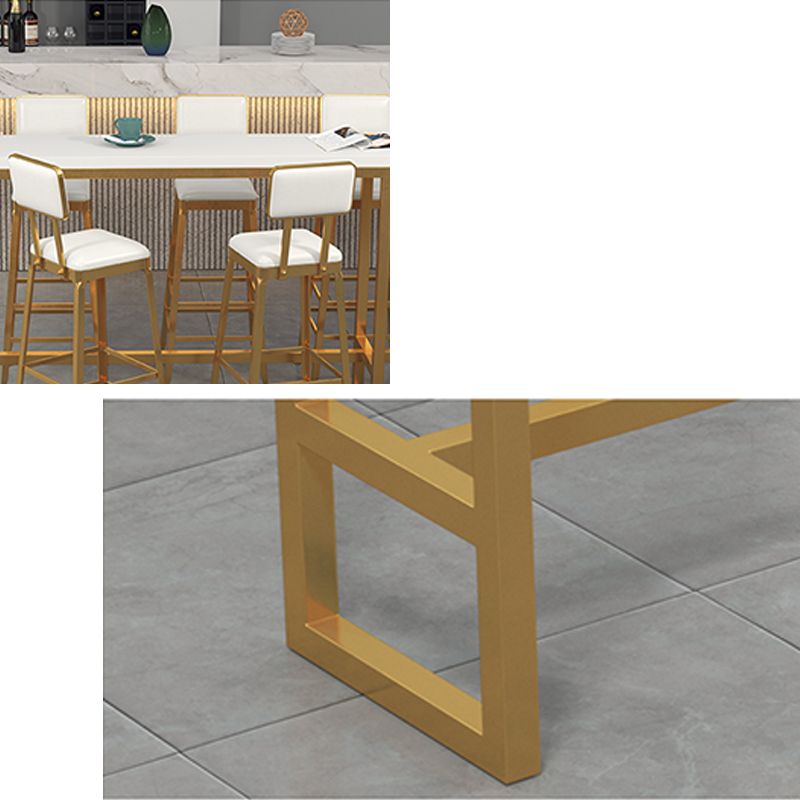 Rectangular Bar-height Table Wood Top Pub Table with Gold Base