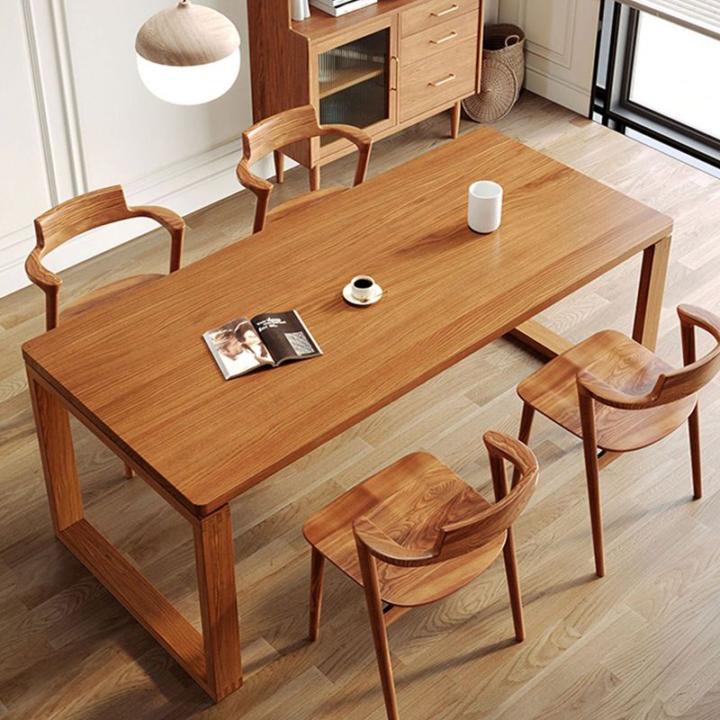 Modern Dining Table with Sled Base Rectangle Pine Solid Wood Table
