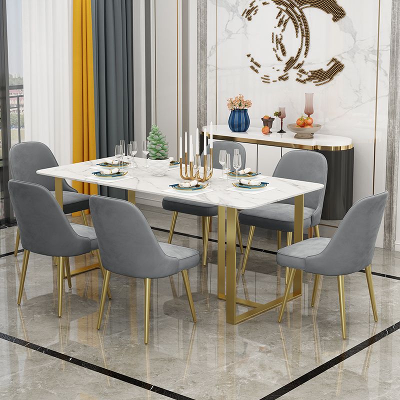 Glam Style 1/2/7 Pieces Dining Room Furniture Set Rectangular White Dining Table Set