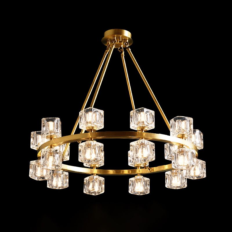 Lampadario geometrico di cristallo a sospensione nordica moderna per sala da pranzo