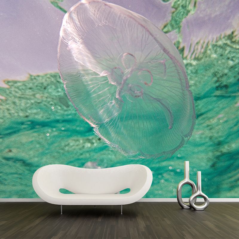 Undersea Creatures Mural Wallpaper Tropical Wall Covering for Sitting Room