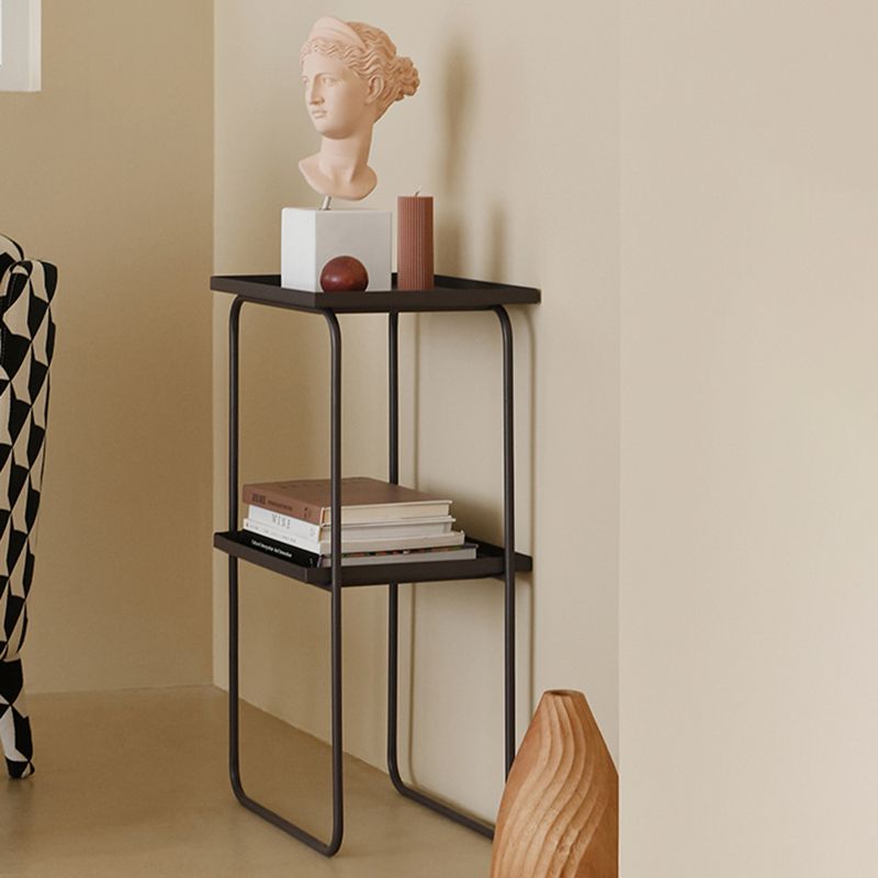 Sled Base Side Table Rectangular Metal Top End Table with  Shelf