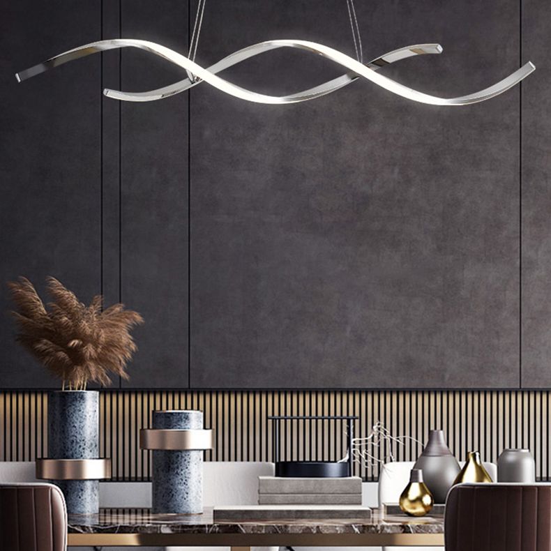 Stile contemporaneo in alluminio Luci appese a sospensione Linear Island Lighting Fun per sala da pranzo