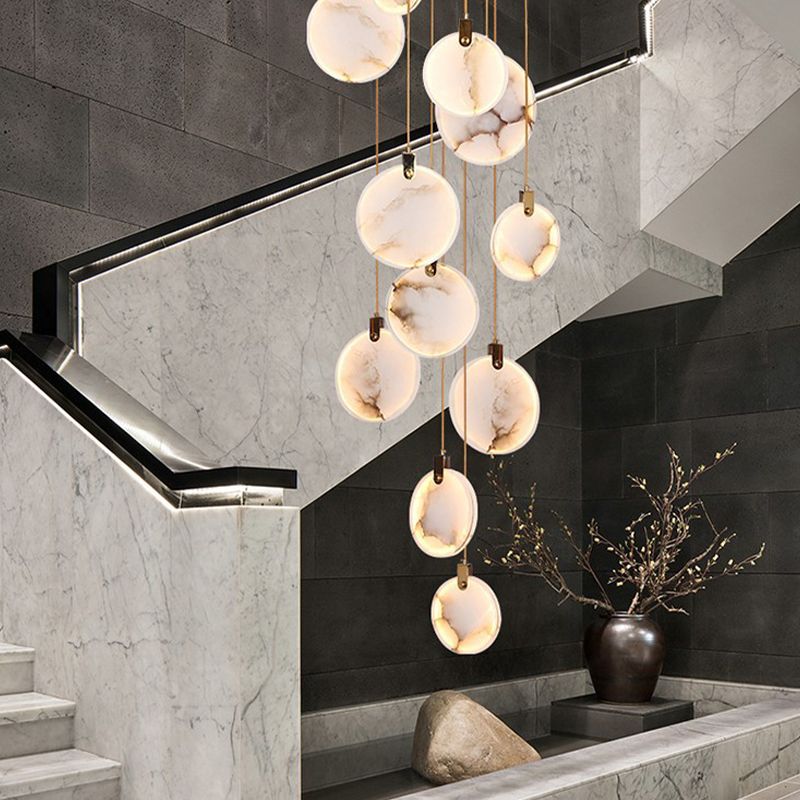 Lámpara colgante de piedra de forma colgante de 1 luz de estilo moderno en blanco