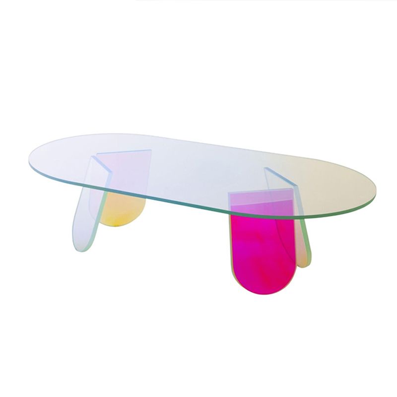 Acrylic 3 Legs Coffee Table Fixed Modern Round Cocktail Table