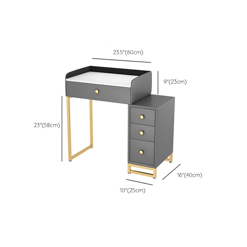 Glam Slate Top Vanity Table with 4 Drawer Dressing Table in Grey