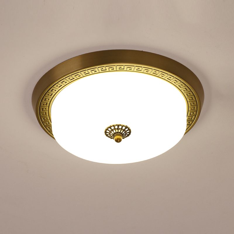 Dome Flush Mount Light Fixture Traditional 1-Light LED Close To Ceiling Lamp with Glass Shade