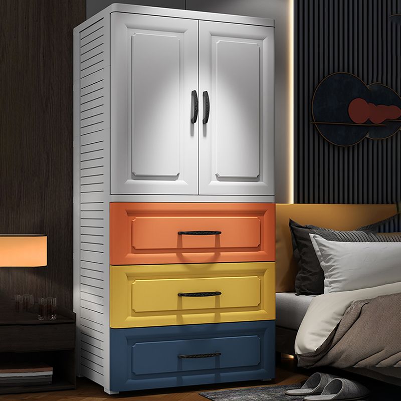 Contemporary Style Wardrobe Plastic Bedroom Wardrobe Closet With Drawer