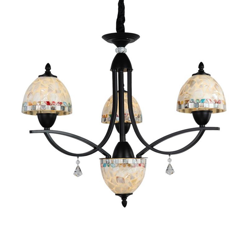 Éclairage d'éclairage de lustre blanc Dome Baroque 4/7/9 Lights Lampe à suspension en verre coupé à la main