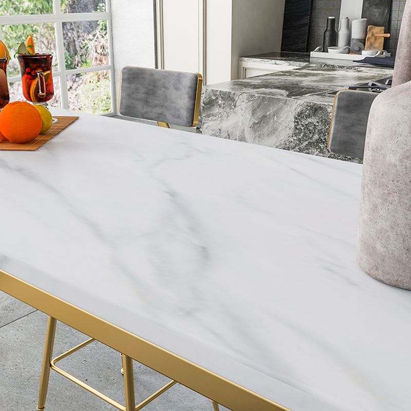 Glam Style Bar Table Faux Marble Rectangle Bar Wine Table with Footrest