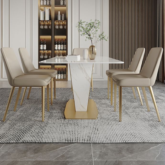 Traditional Luxury Rectangle Dining Site Table Stainless Steel Dinette Table