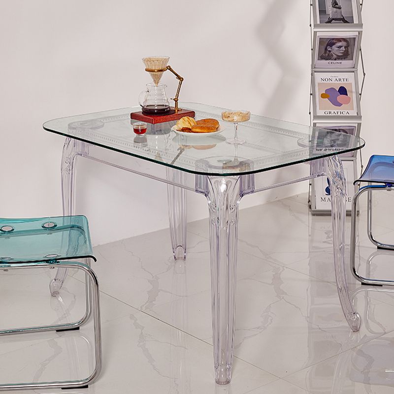 Modern Glass Dining Table Clear Dining Table with Plastic Base