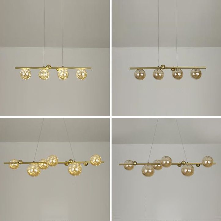 Sphere Island Lighttures Modern Glass Island Chandelier en Gold Finish