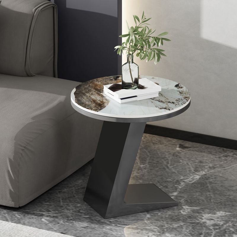 Modern 19.68" Tall Side Table Black Metal Sofa Side Accent Table