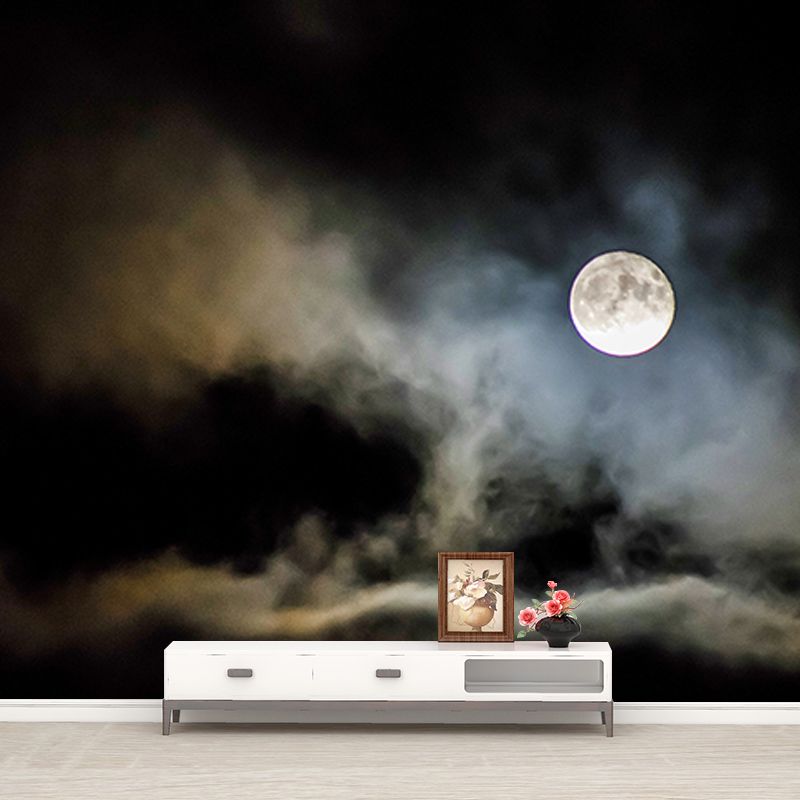 Universe Wall Mural Dark Color Stain Resistant Wall Decor for Reading Room