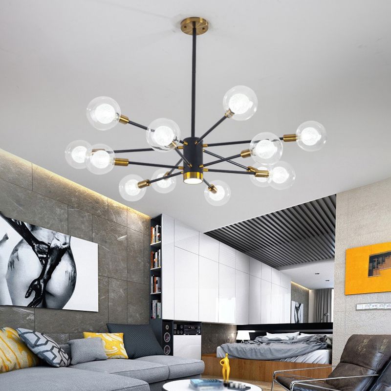 12 Lampadella in vetro leggero Lampaggio Light Minimalist Style Lampone dell'illuminazione in nero in nero