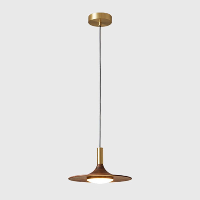 Le lampadario a sospensione a sospensione contemporanea con tonalità piatto in legno.