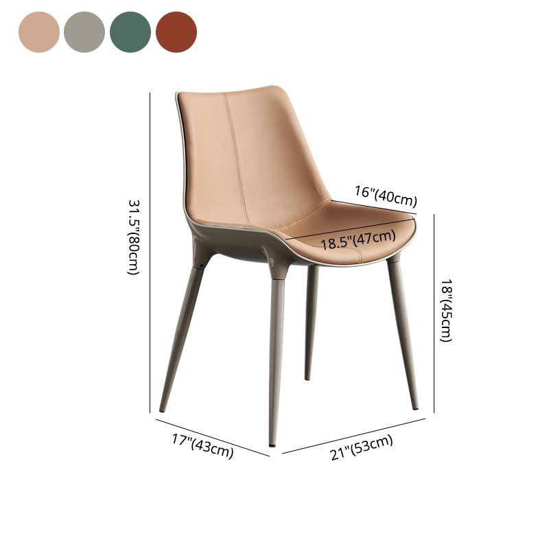 Silla de comedor de metal de estilo moderno, sillas auxiliares sin brazos para cocina (juego de 2)