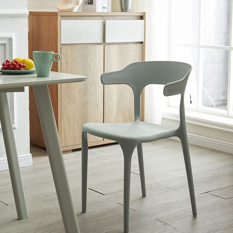 Silla de comedor de plástico escandinavo, sillón de cocina, silla con respaldo abierto