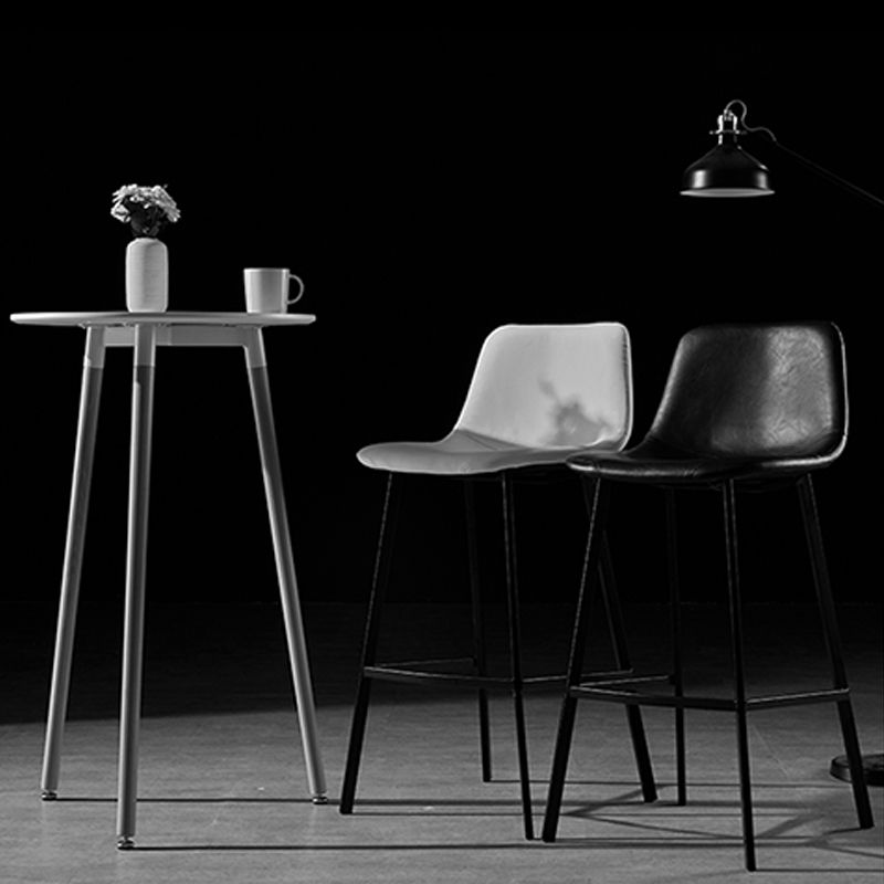 Industrial Metal Barstool Leather Low Back Stool with Cushion