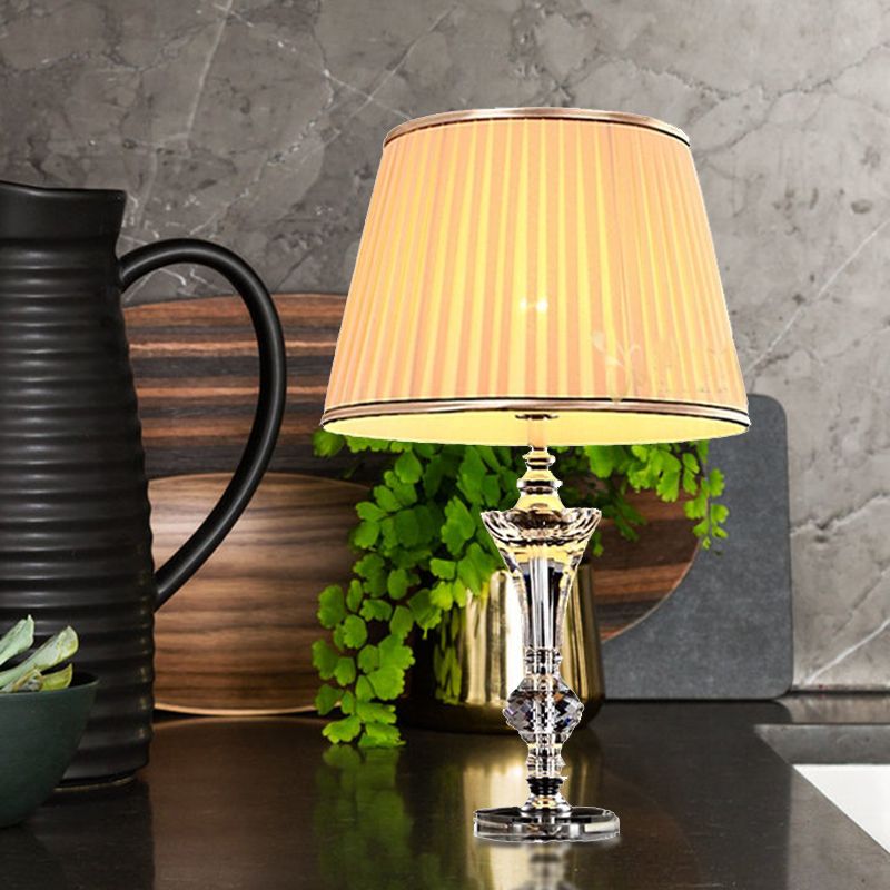 1 tête en tissu incurvé lampe de chevet moderniste moderniste lisse de lecture en cristal biseauté en beige