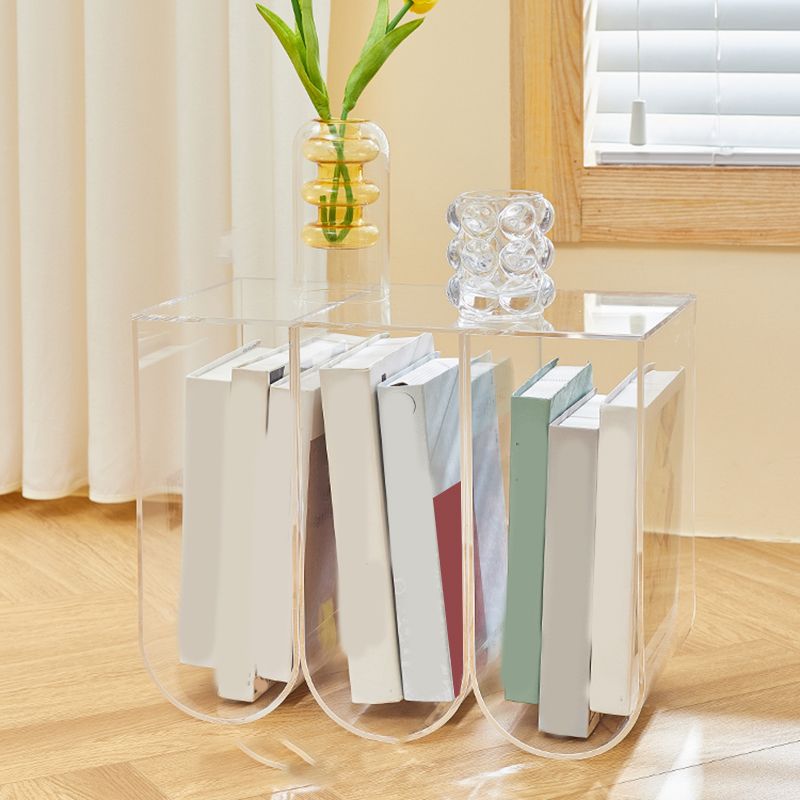 Contemporary Antique Finish Shelf Bookcase Geometric Bookshelf