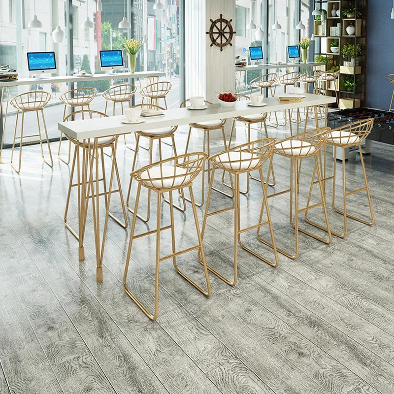 Glam Bar Table Set 1/2/5/9 Pieces Rectangle Bistro Set in White and Gold