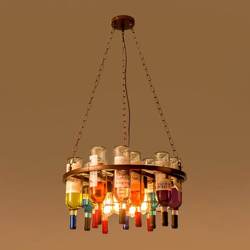 Wine bottle Chandelier Light Fixture Retro Industrial Style Glass Pendant Lighting for Bar
