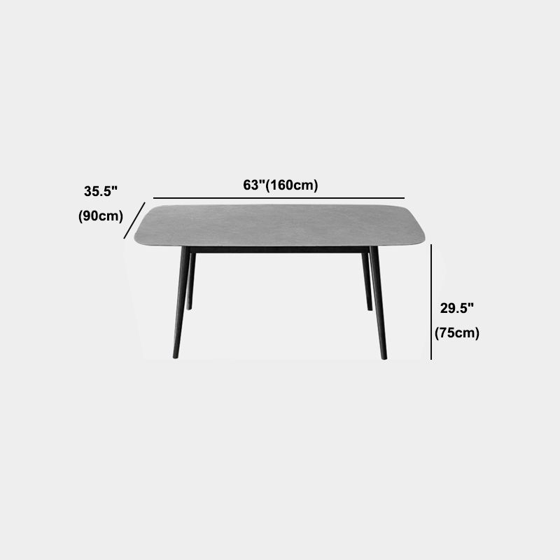 Modern Style Gray Stone Table Rectangle Dining Table for Kitchen