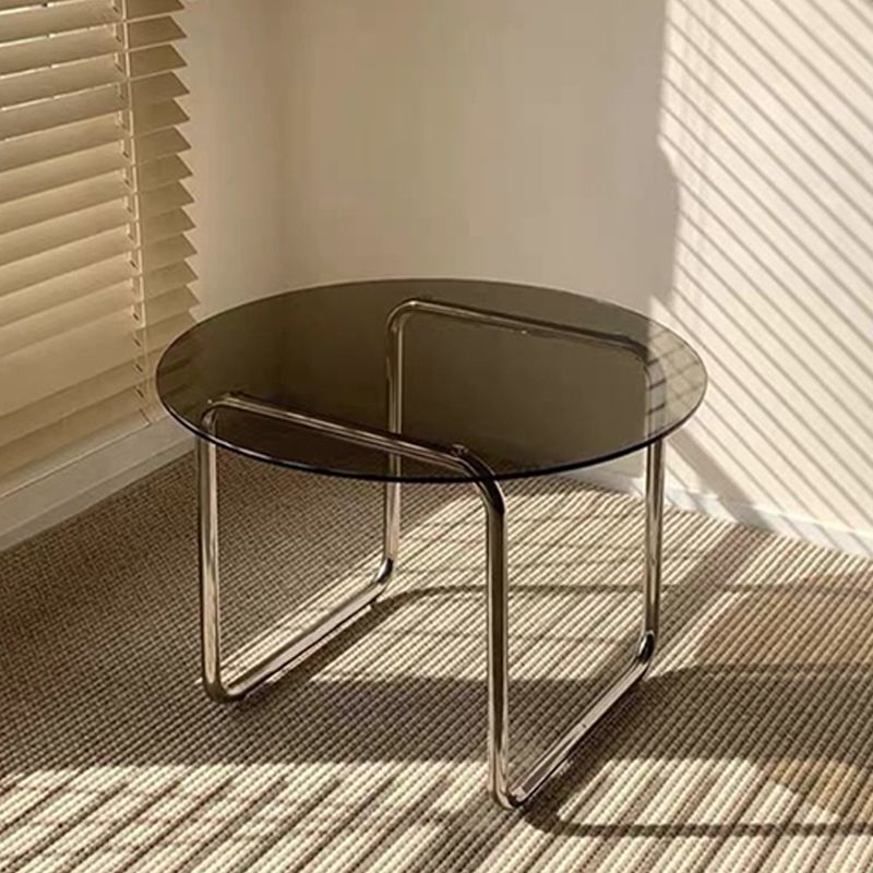 Modern Glass Sled Cocktail Table Round 1 Single Coffee Table