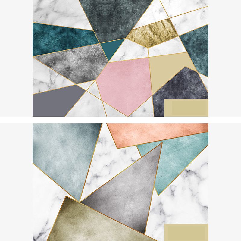 Blue Contemporary Indoor Rug Polyester Geometric Carpet Anti-Split Backing for Indoor Carpet