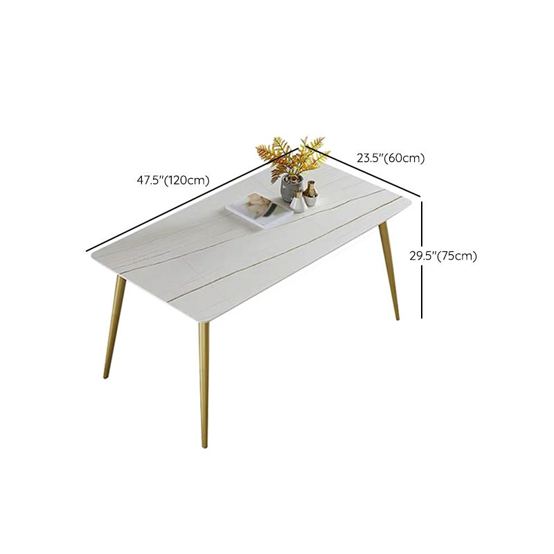 Metal and Slate Rectangular Table Glam Style Home Dining Table