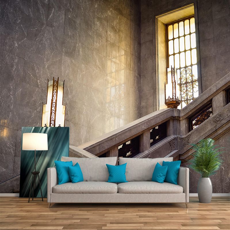 Stairs Architecture Mural Wallpaper Stain Resistant Wall Decor for Adult Room