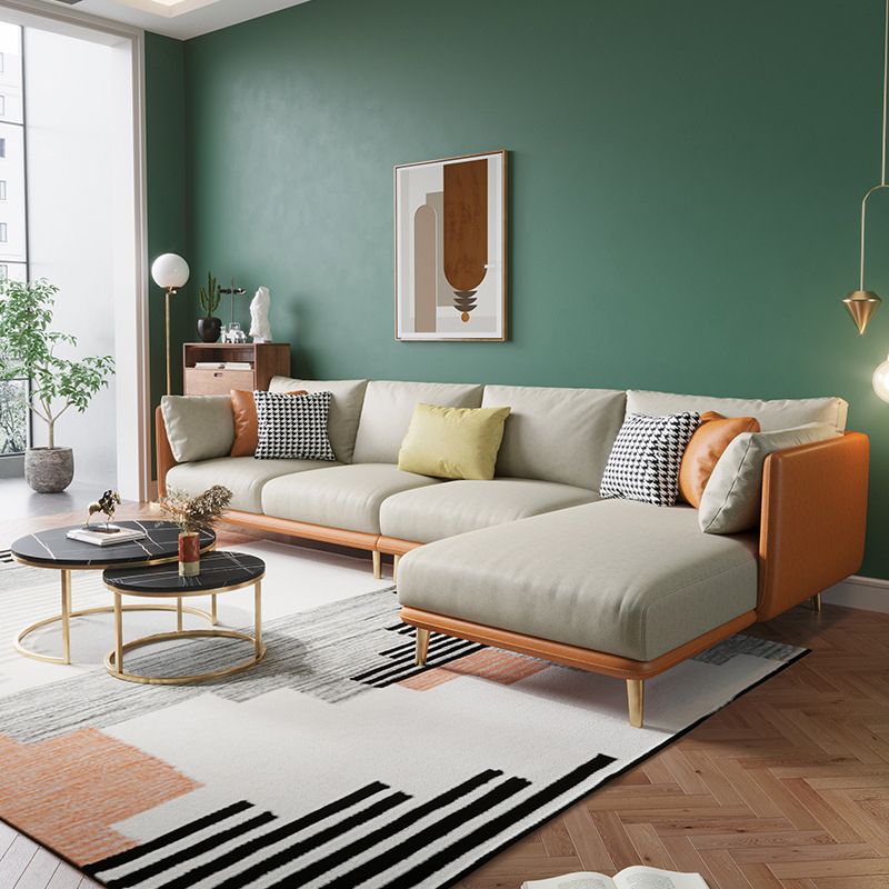 34.25 " H Faux Leather Square Arm Sofa & Chaise for Living Room