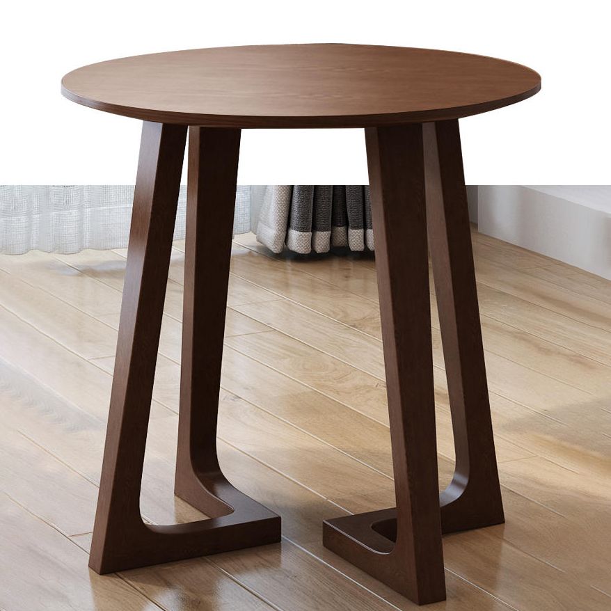 Round Double Pedestal Casual Dining Table Wood Color Fixed Table with Ashwood Solid Wood