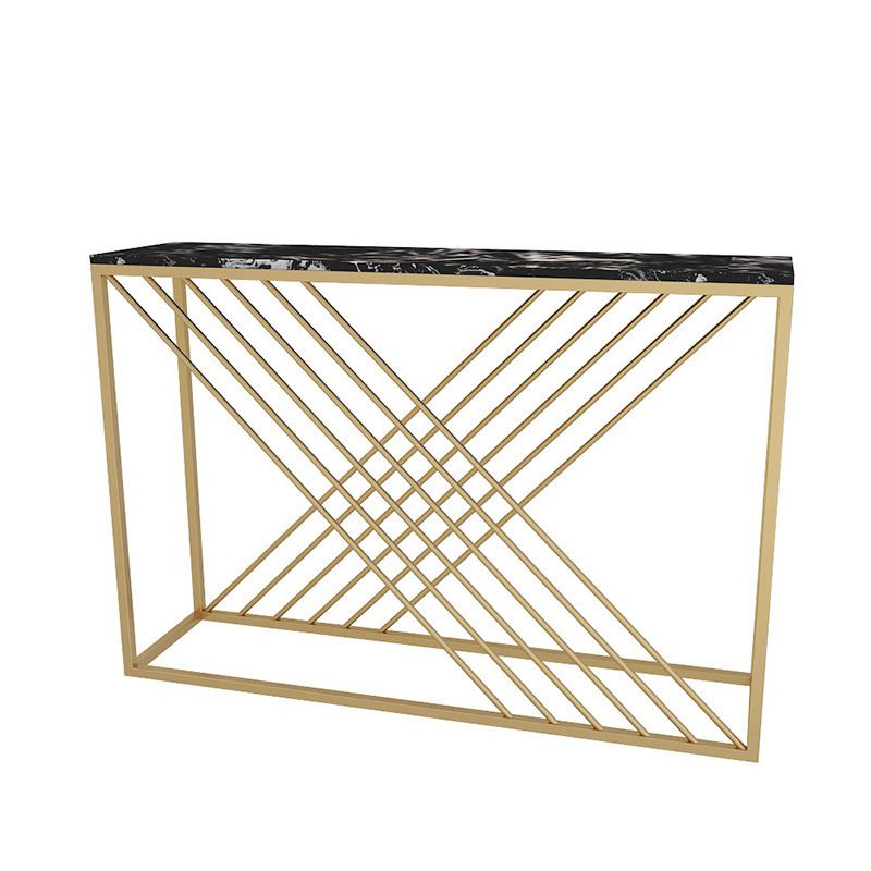 Marble Console Accent Table Antique Finish Sofa Console Table with Shelf
