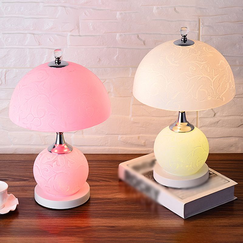 Lampada da tavolo a cupola in vetro contemporaneo a 2 luci da comodino per camera da letto