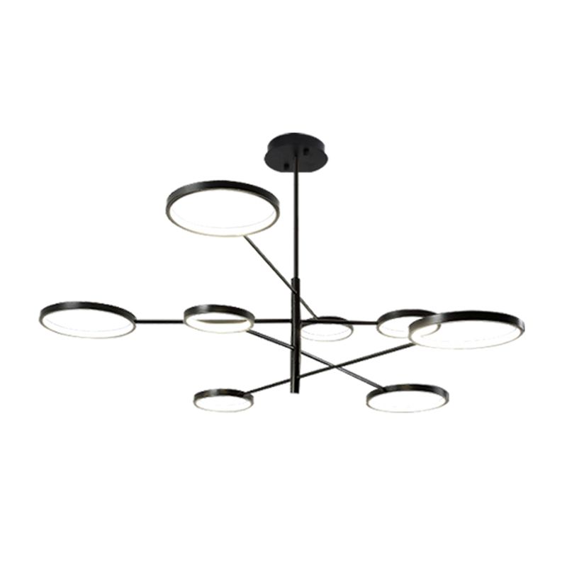 Modern Style Circle Shape Pendant Chandeliers Metal Chandelier Lights in Black