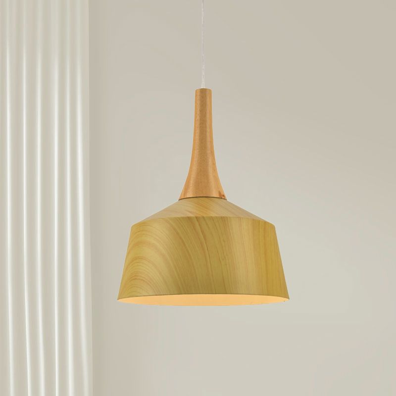 1 Glühbirne Scheune Suspension Leichter Farmstil Weiß/Rotbraun/Kaffee Aluminium Hanging Lamp Kit mit Holzkappe