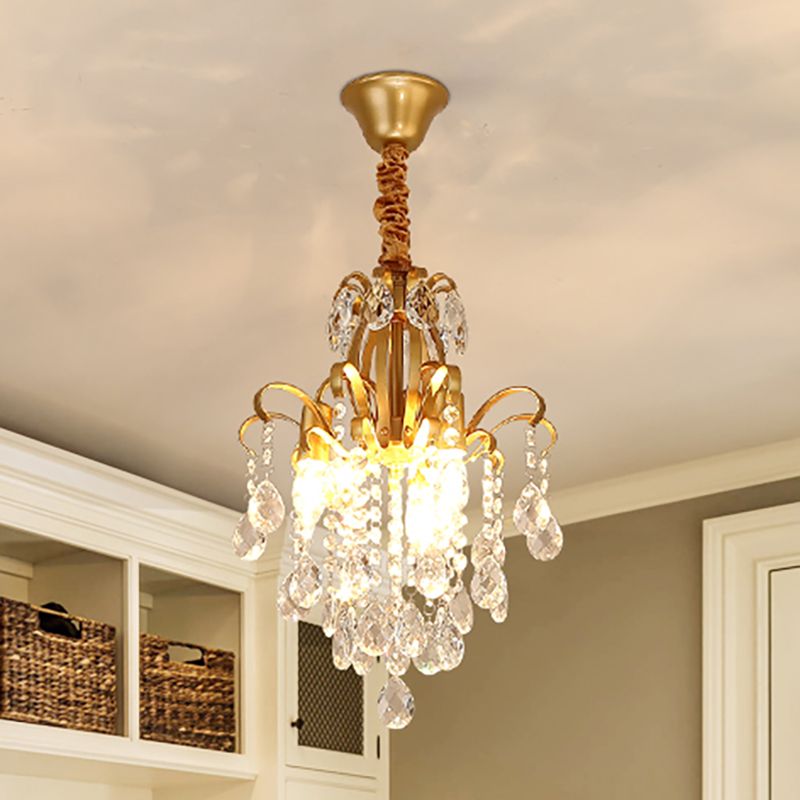 Éclairage de suspension de bras incurvé or moderne 3/7 lumières Crystal Drip lustre luminaire pour le salon