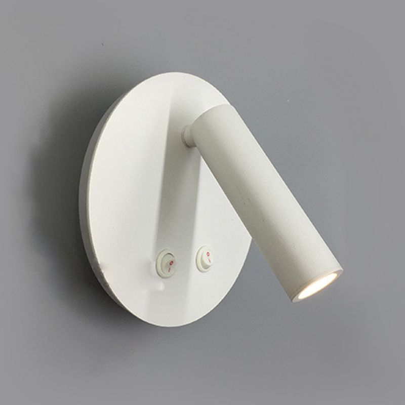Modern Style Cylinder Shape Wall Lighting Metal 1 Light Wall Lamp in White / Black