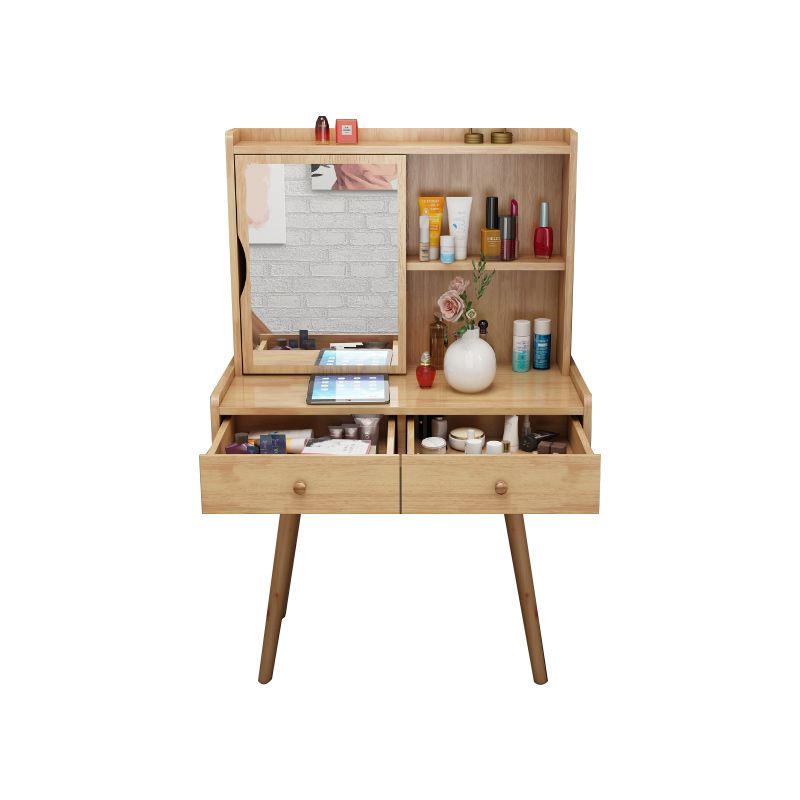 Scandinavian Dressing Table with Mirror and Drawer Solid Wood